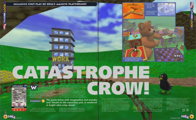 A scan of an early magazine review of Catastrophe Crow!
Source: https://cdn.discordapp.com/attachments/766511090535366688/766517623708975124/sanfads2.JPG